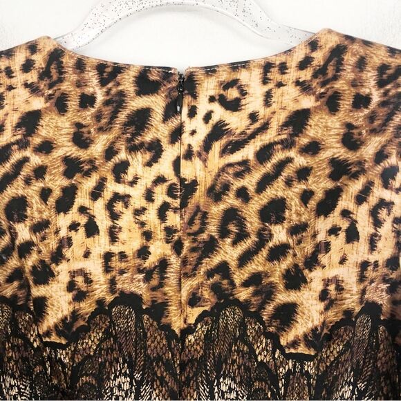 ANN TAYLOR | Animal Print Leopard & Lace Print Sheath Dress Women’s Size 2 - Picture 9 of 11